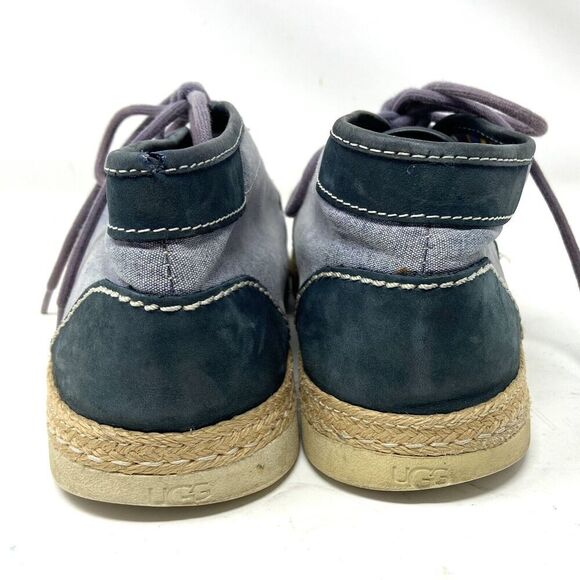 UGG Cantrell Blue Suede Canvas Chukka Lace Up Ankle Boots Shoes main image 4